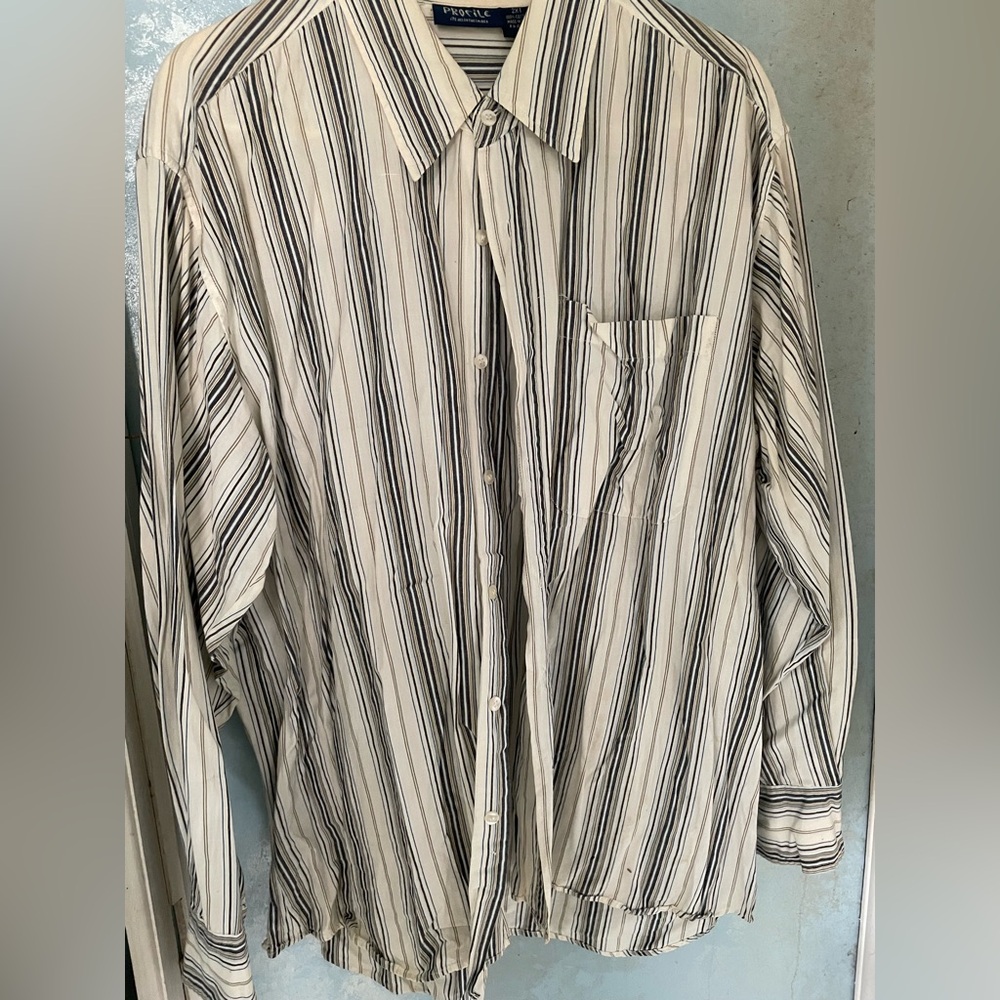 Striped Men's Shirt - Black and White